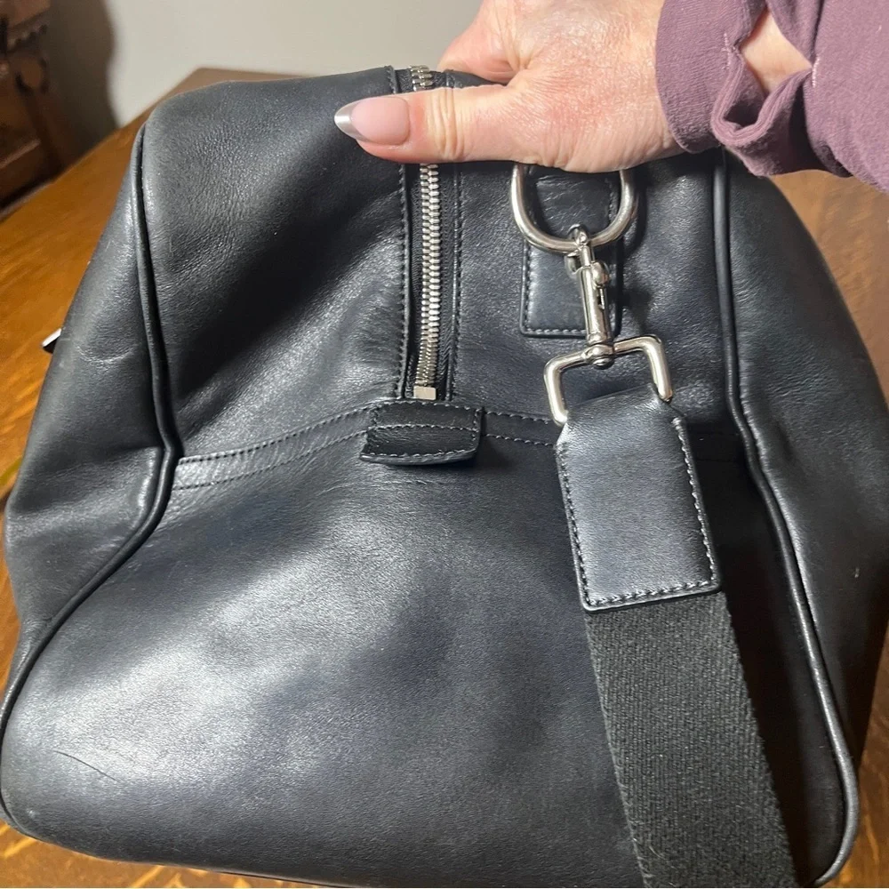 Coach Black Leather Voyage Weekender Travel Bag w/COA